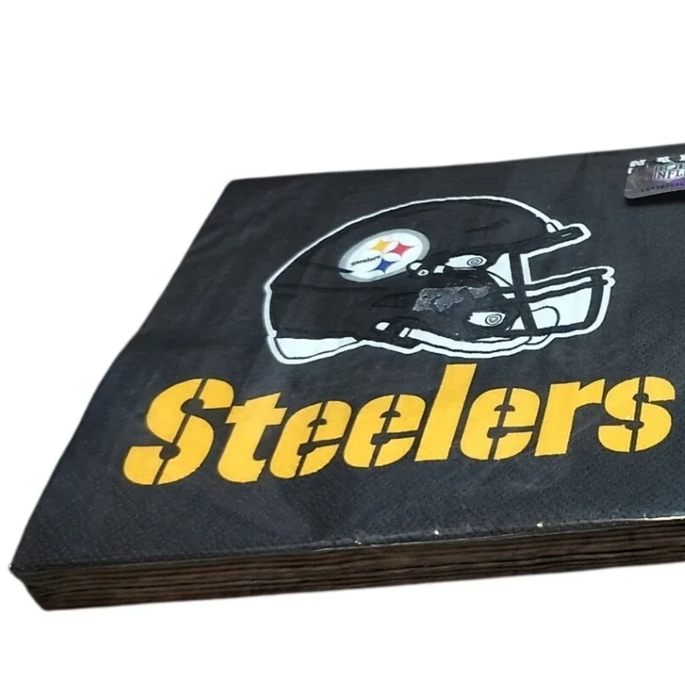 2 Pittsburgh‎ Steelers NFL Football Team Black Paper Napkins 16-2 Ply Party Pack